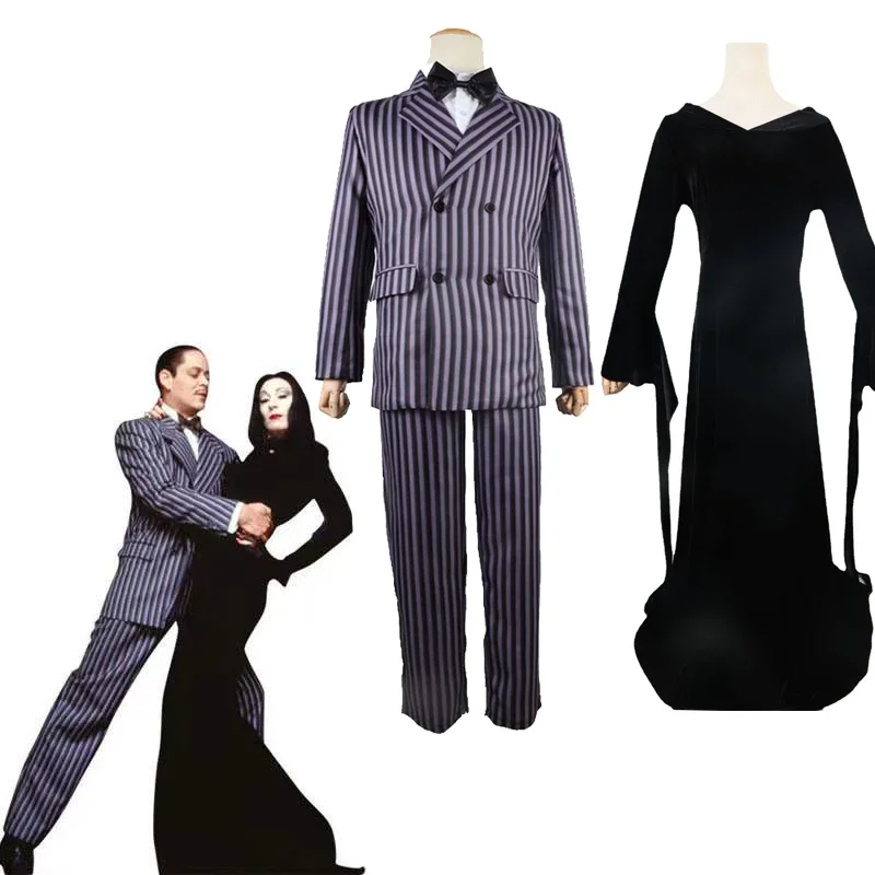 Wednesday Addams Morticia Costume Long Sleeve Men's Suit Party Uniform Gomez Cosplay Outfits Family Proms Dad's costumes COS