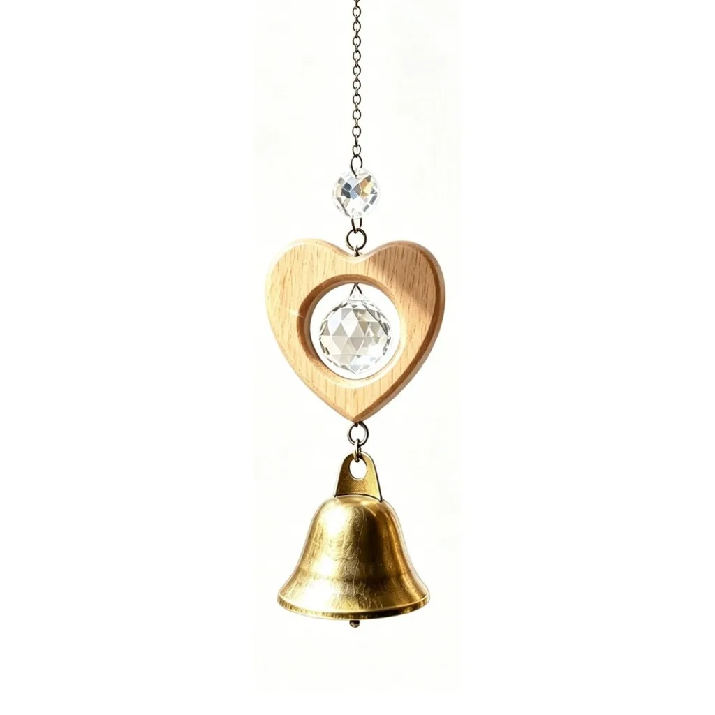 Wooden Door Bell High Clarity Crystal Wind Chime Beech Wood Hanging Ornament Natural Rainbow Catcher Wind Chime For Balcony