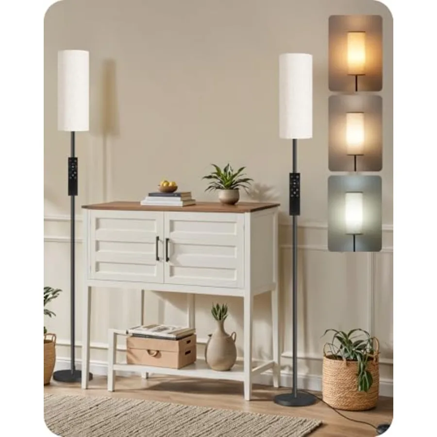 

Set of 2 Dimmable Floor Lamps for Living Room with 2 Remotes and Foot Switch 64.4"Modern Standing Tall Lamp Corner Lamp for Bed