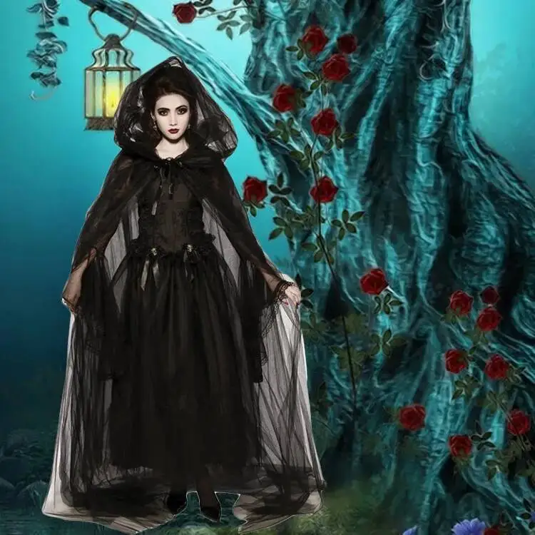 New Halloween Costume Adult Magic Wizard Robe Ghost Bride Death Vampire Black Cloak Cloak Suitable For Any Figure