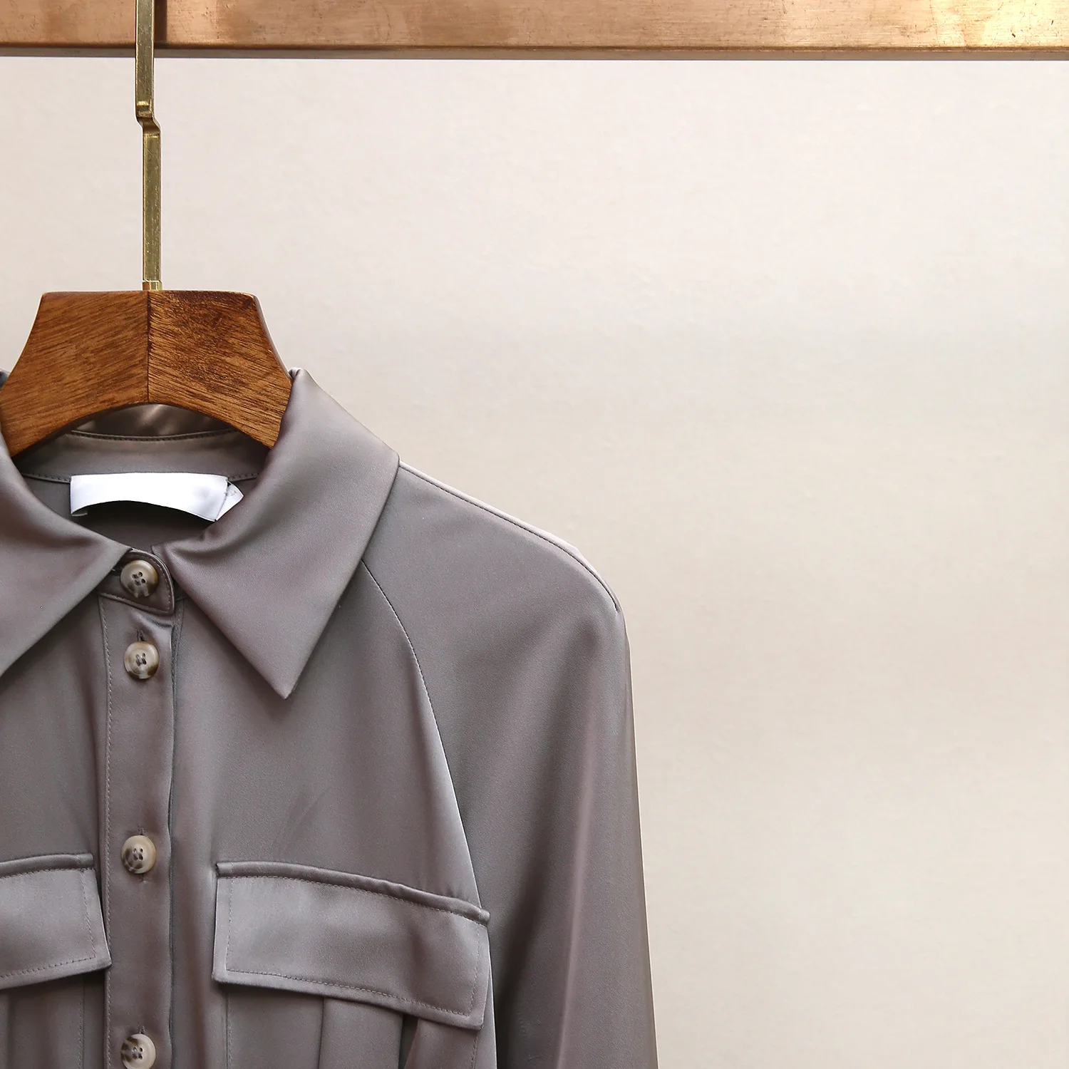 Quality Well High Waist Long Sve Gauze Dr with Belt Ele Satin Fabric A-Line Silhouette Commute Sle Suitable for Spring Autumn