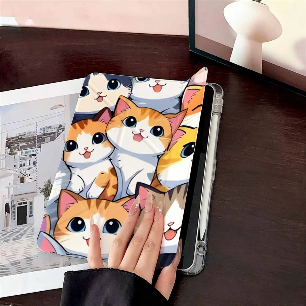 Cute Cat Cluster For Samsung Galaxy Tab A8 A9 A11 S6 S7 S8 S9 S10 FE Plus Lite Protective With Pen Slot Tablet Case