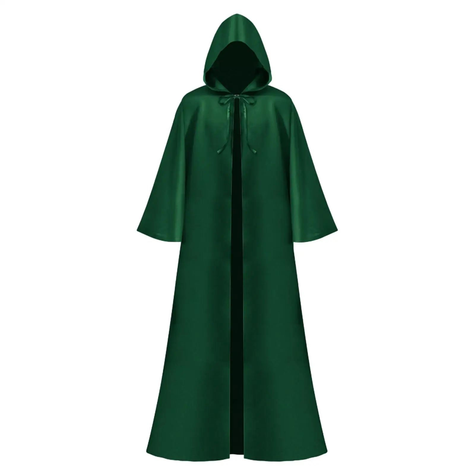 Halloween Hooded Cloak Cosplay Cape Full Length Witch Costume Long Hooded Cloak Robe for Vintage Gathering Carnival