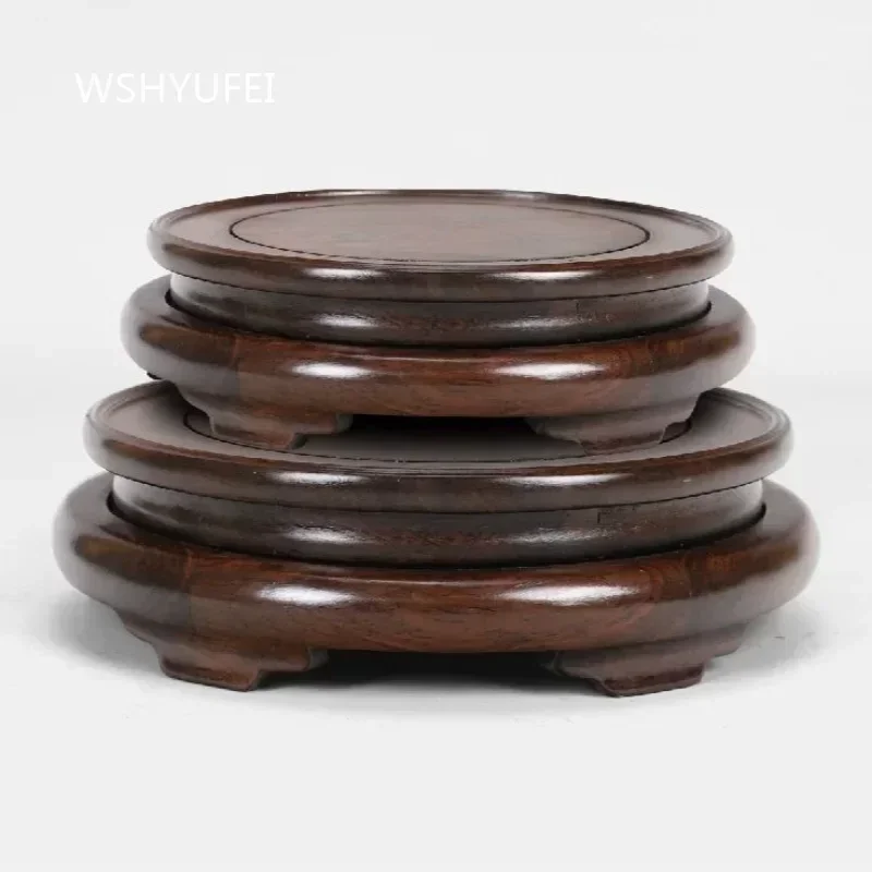Round Wooden Rotating Display Stand 360 Degree Rotatable Base for Vase Teapot Incense Burner Stone Ornament Display Holder