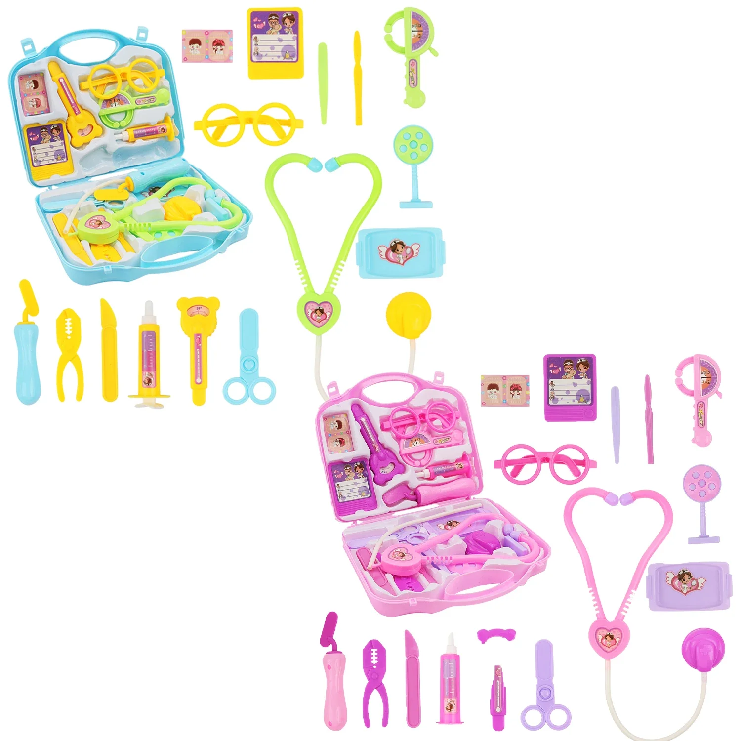 Handheld Medicine Box Set Children's Doctor Playing Home Toys Simulated Stethoscope for Injection Puzzle