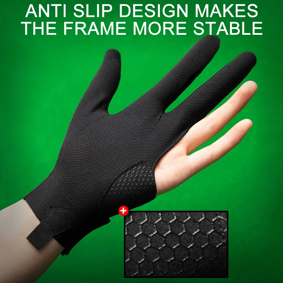 GOBYGO 1Pcs Lightweight Billiard Gloves High Elastic Permeability Silicone Anti-slip Snooker Long Fingers Sports Gloves Unisex