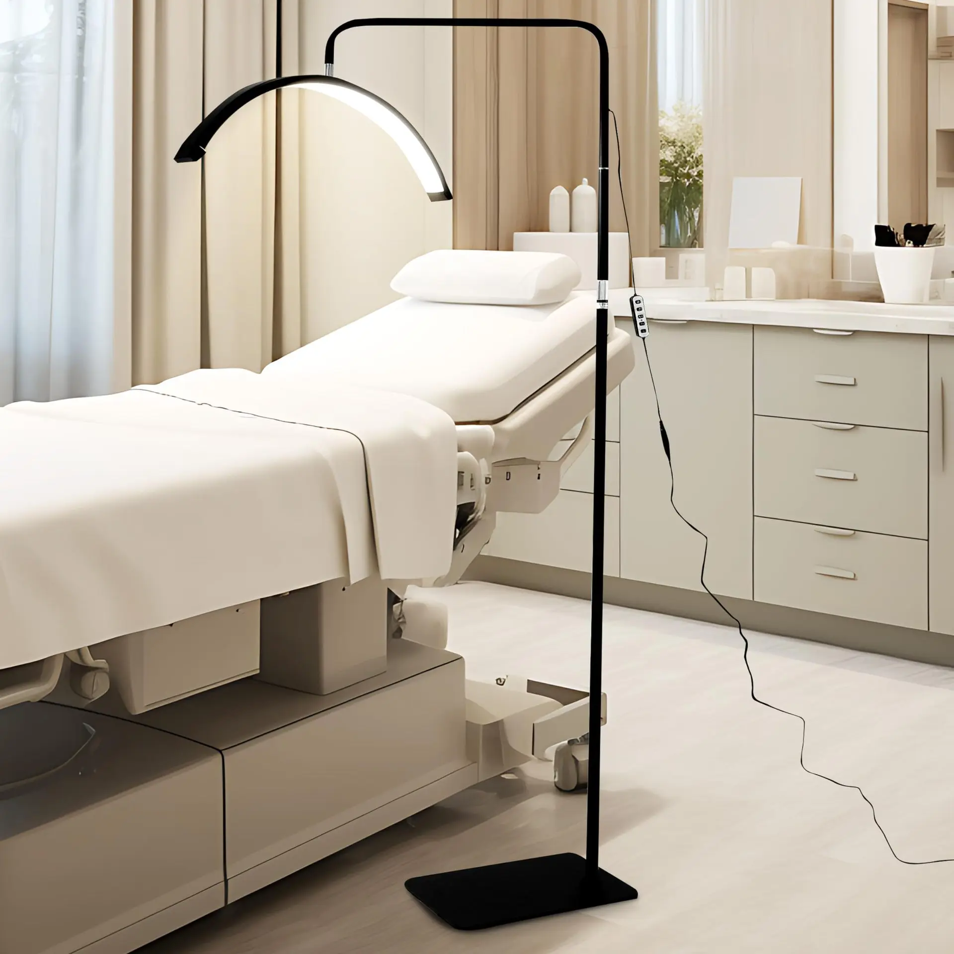 24in نصف القمر LED حماية العين على شكل حرف U الطابق ملء الضوء مع ستبليس يعتم التحكم عن بعد لصالونات التجميل استوديوهات الأظافر