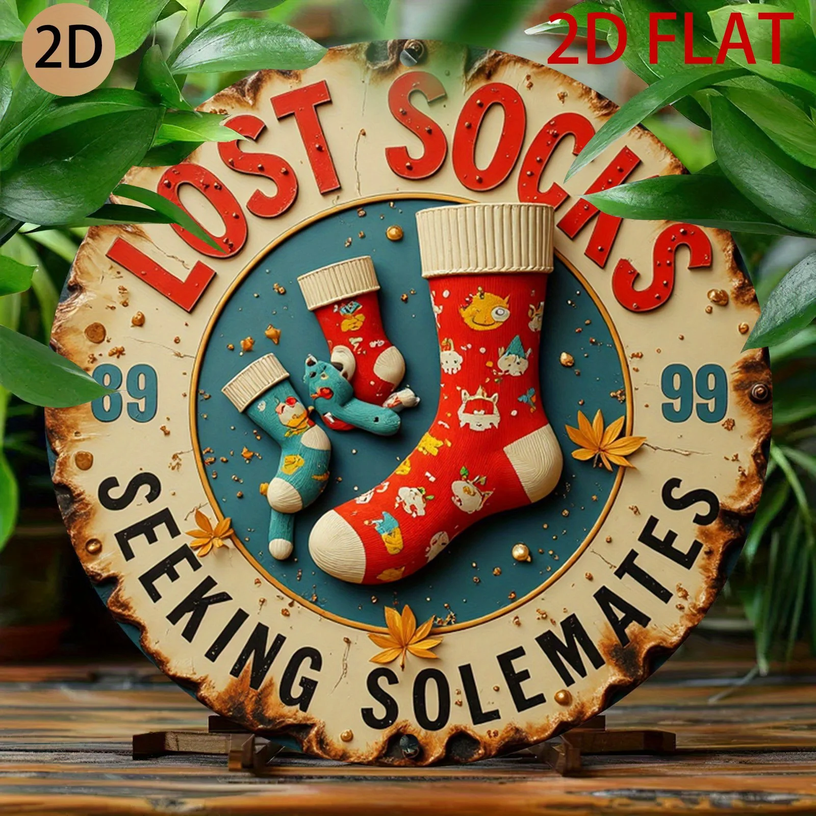 2D Flat, Retro Soda Bottle Art Wall Decor - 20.32x20.32 cm Vintage Cosmic Theme Aluminum Sign with 