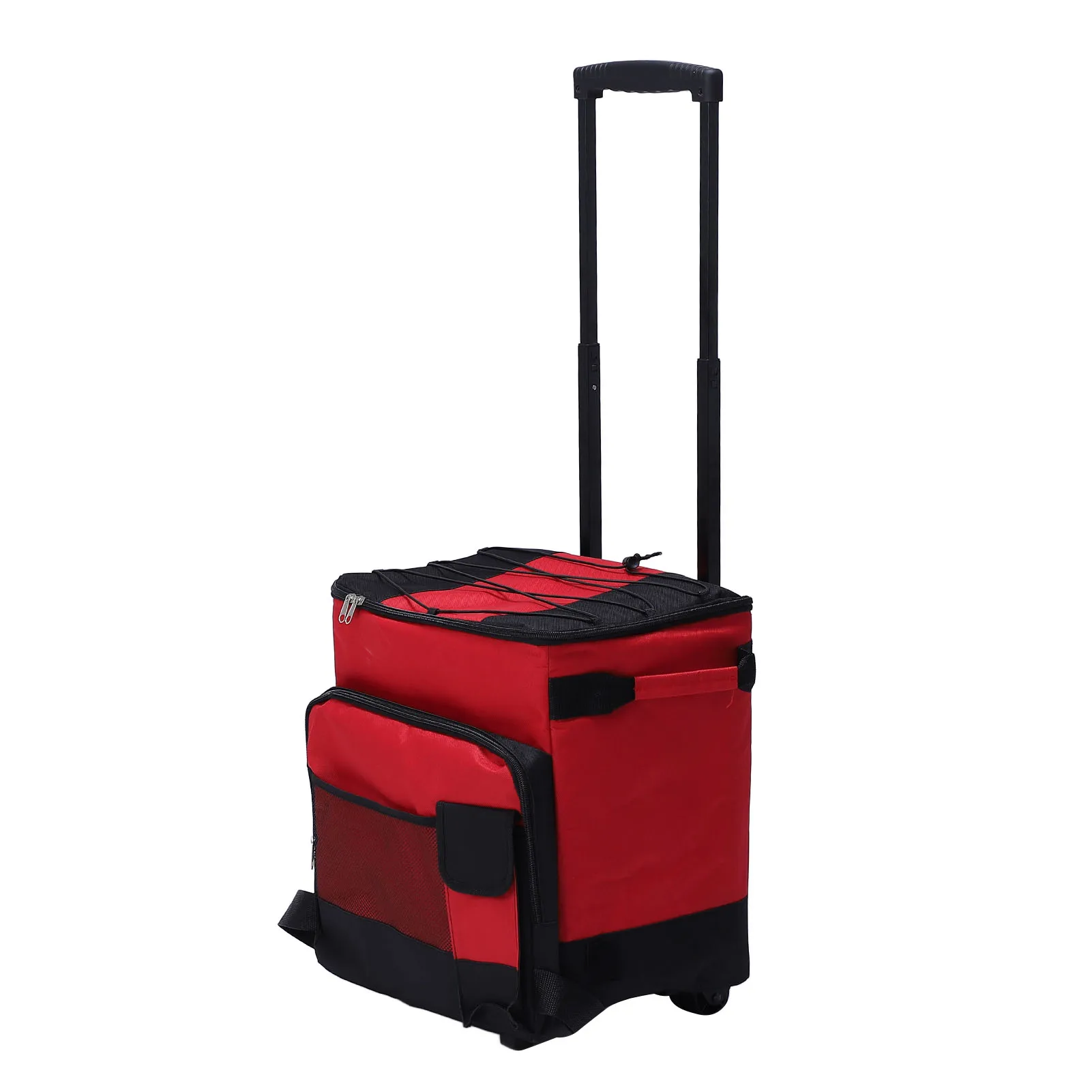 Rolling Cooler 43L Large Capacity Waterproof Foldable Rolling Insulated Box For Camping Picnic Red