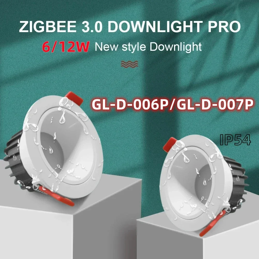 

GLEDOPTO Zigbee 3.0 Smart Waterproof Ceiling Downlight Pro 6W RGB/WW/CW Compatible with Hub Tuya APP RF Remote Voice Control