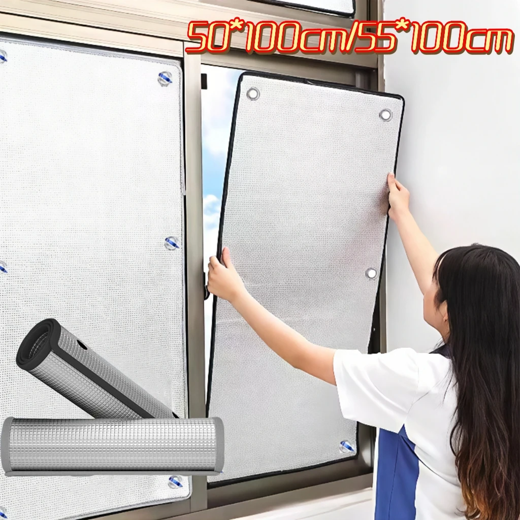 

Aluminum Foil Insulation Blackout Window Films Thicken Sun Shade Anti-UV Curtain Screen With Suction Cups For Balcony Room Car