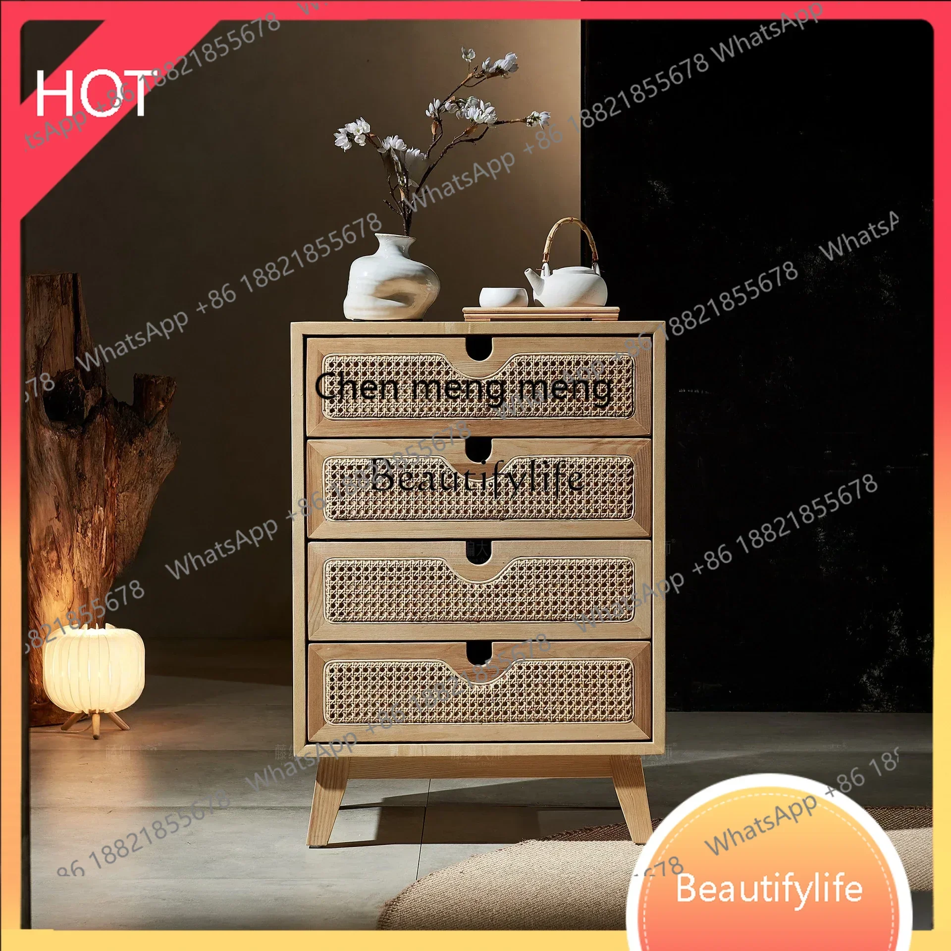 

style Solid wood simple modern living room drawer storage cabinet ss 8617