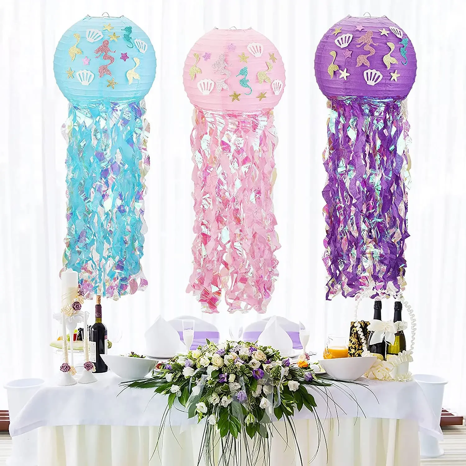Mermaid Party Decorations Litte Mermaid Jellyfish Paper Lantern Under the Sea Party Decor Girl Babyshower Birthday Party Decor