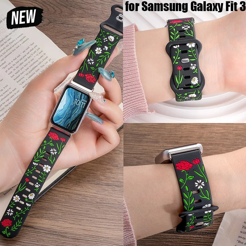 Silikon geschnitztes Armband für Samsung Galaxy Fit 3 Uhrenarmband Ersatz-Sportuhrenarmband für Samsung Fit 3 Band-Zubehör