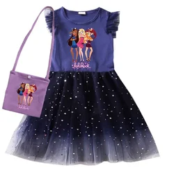 New Lolirock Rock Loli Kids Summer Dress for Girls Cute Lace Princess Dresses + Bag Fancy Wedding Birthday Party Vestidos 3-9Y