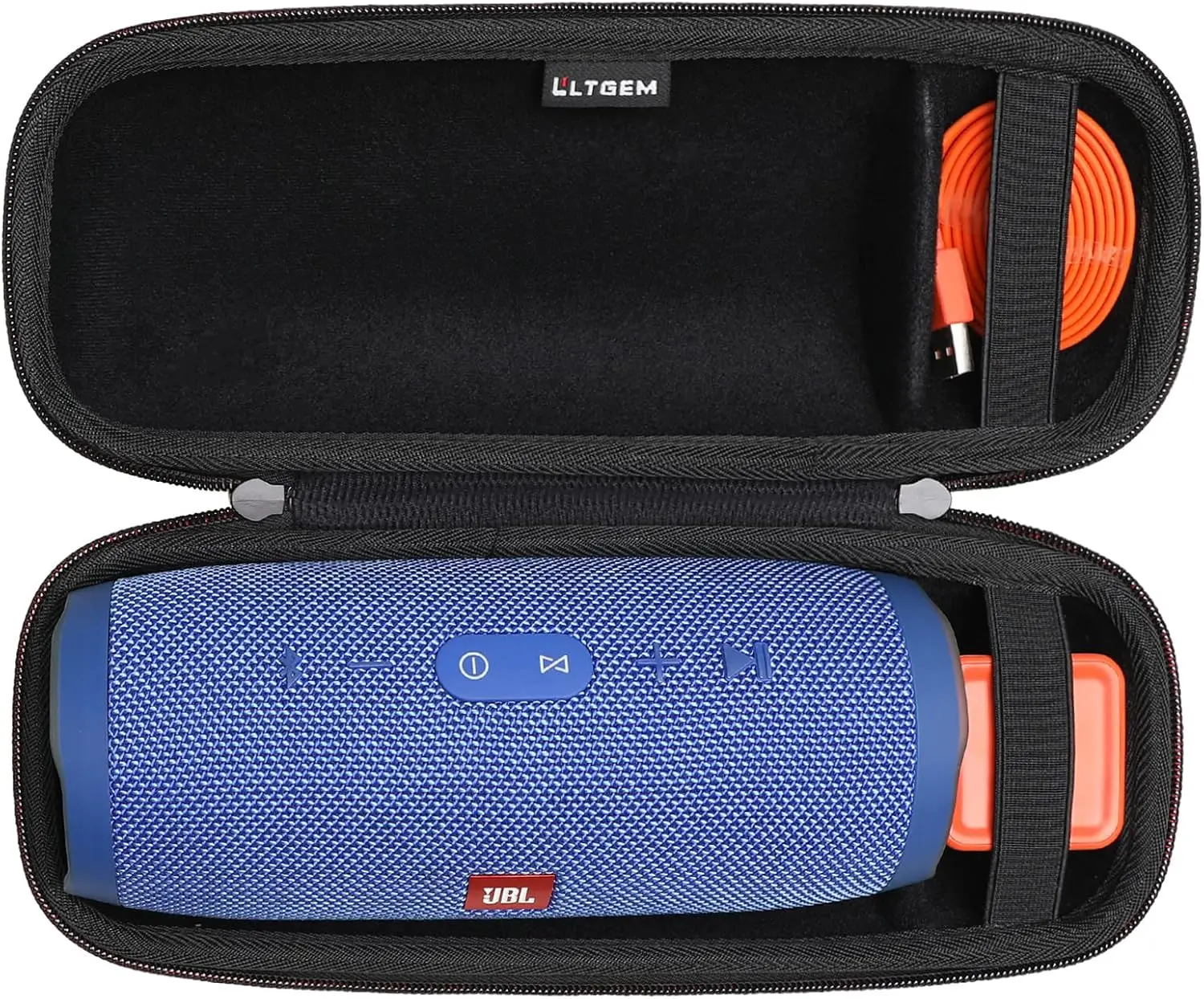 LTGEM Funda para JBL Charge 3, Funda de Transporte y Almacenamiento Rígida, Bolsa Protectora de Viaje para Cargador y Cable