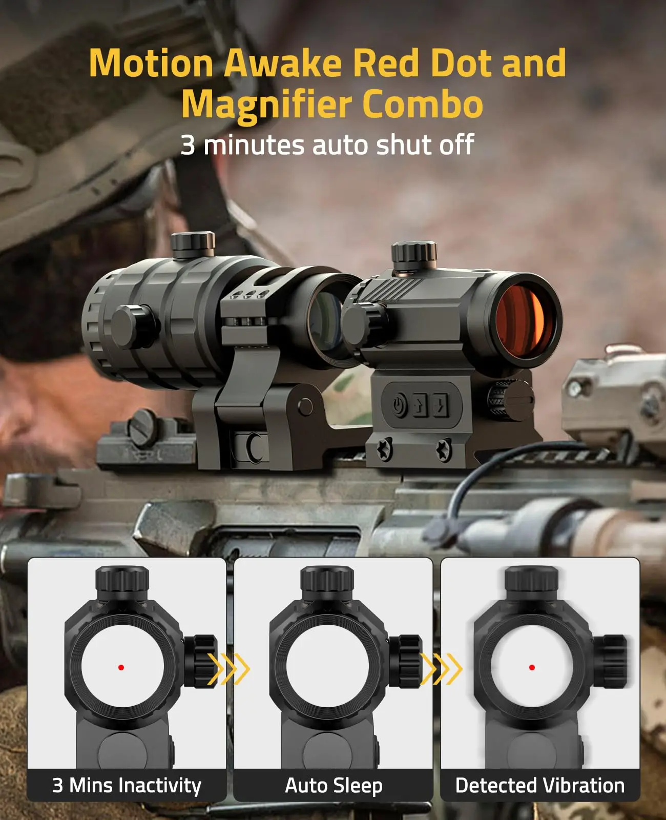 الحركة مستيقظ ريد دوت 3X المكبر كومبو سطوع السيارات 3 MOA المطلق المشارك الوقائي البصرية مفتوحة منعكس البصر الوجه إلى الجانب جبل