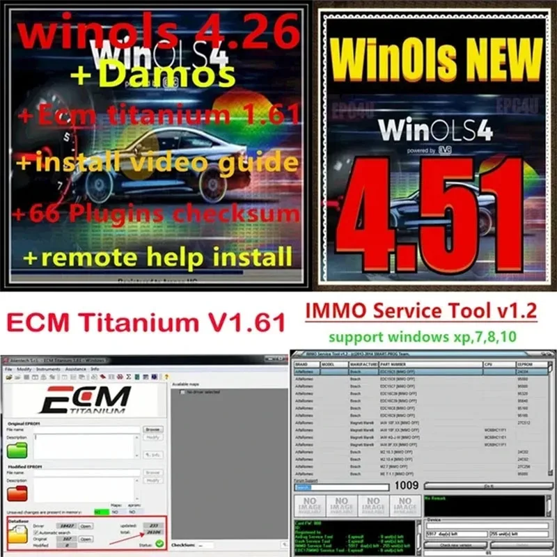 Winols 4.51 winlos 4.26 con 66 plugin Checksum ECU Remapping lezione nuovo File Damos 2020 Ecm titanium 1.61 Immo 1.2