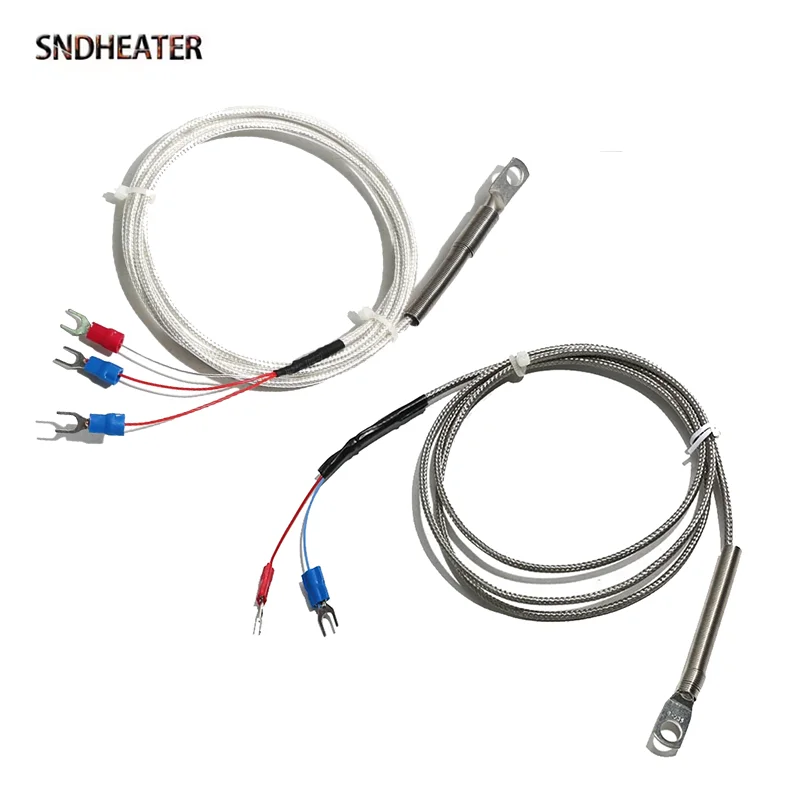 SNDHEATER PT100 Тип K E Высокотемпературный датчик термопары 1 м 2 м 3 м 4 м 5 м провод 50 мм Пружинный гибкий зонд Отверстие 5 мм