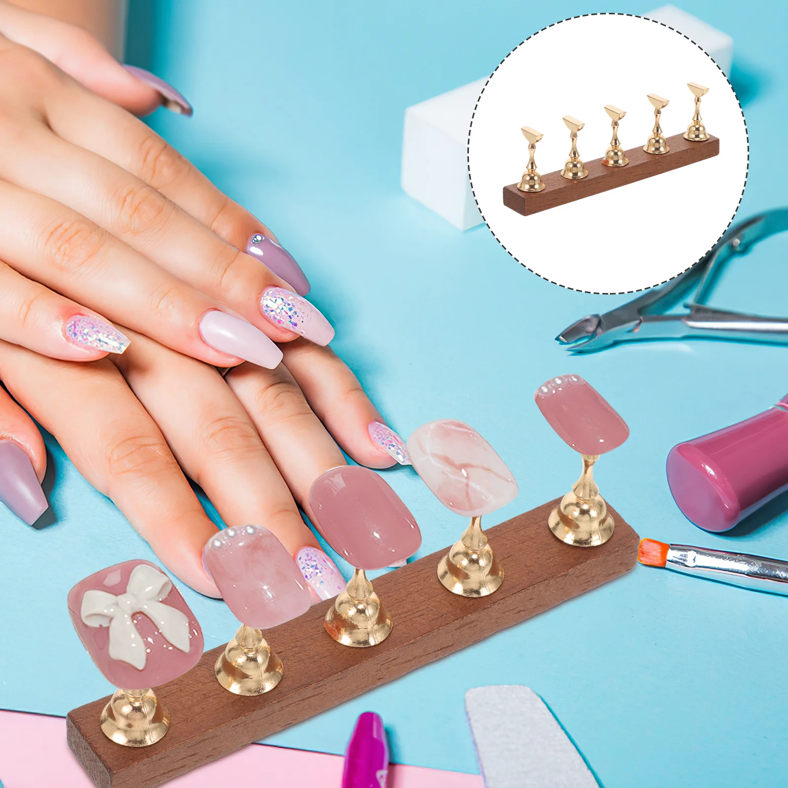 

1Set Nail Art Practice Base Stable Comfortable Press on Nails Holder Fake Nail Display Stand Manicure Practice Holder for Women