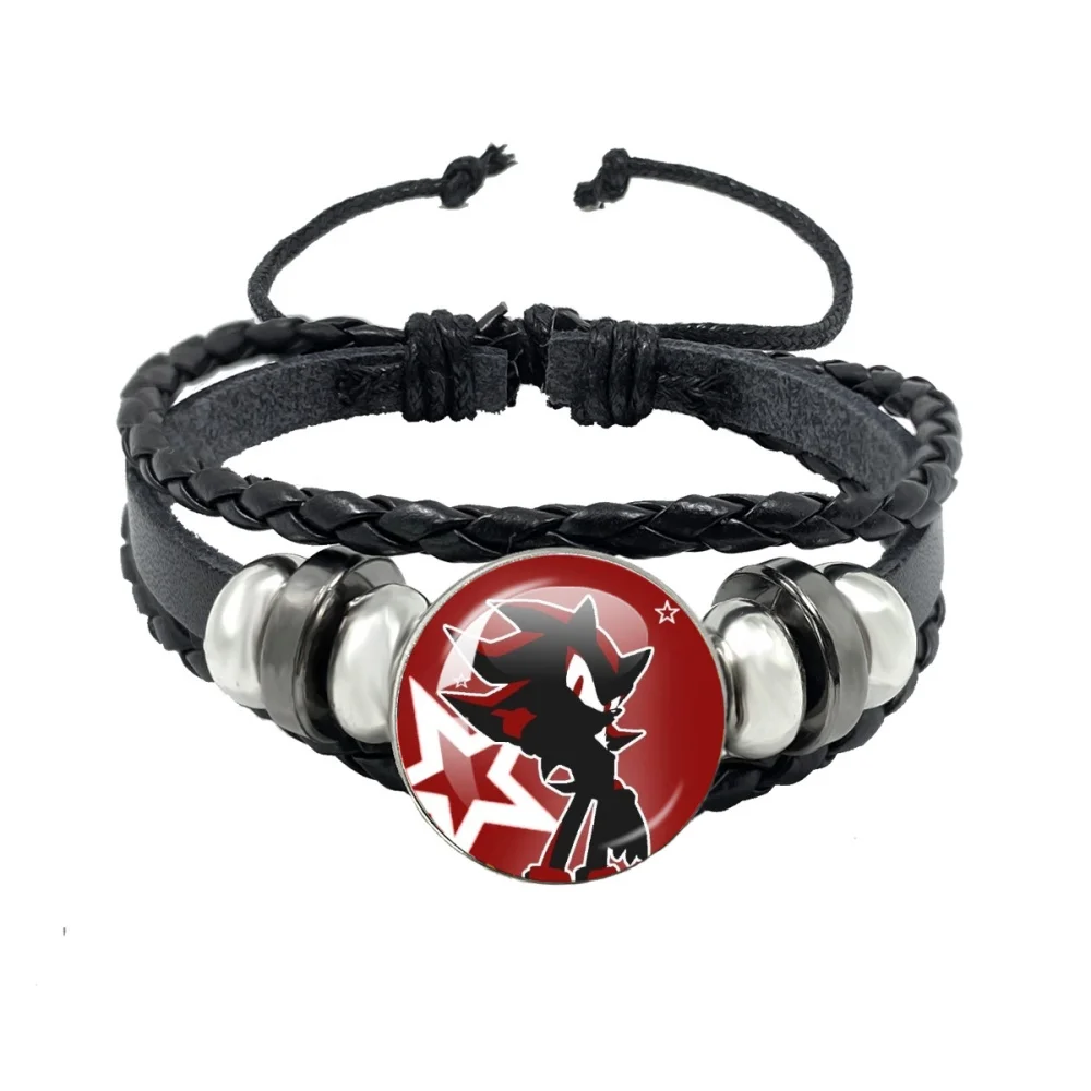 Shadow The Hedgehog Glasarmbänder, mehrschichtiges geflochtenes Armband, Armreifen, Schmuckzubehör, Geschenk für Fans