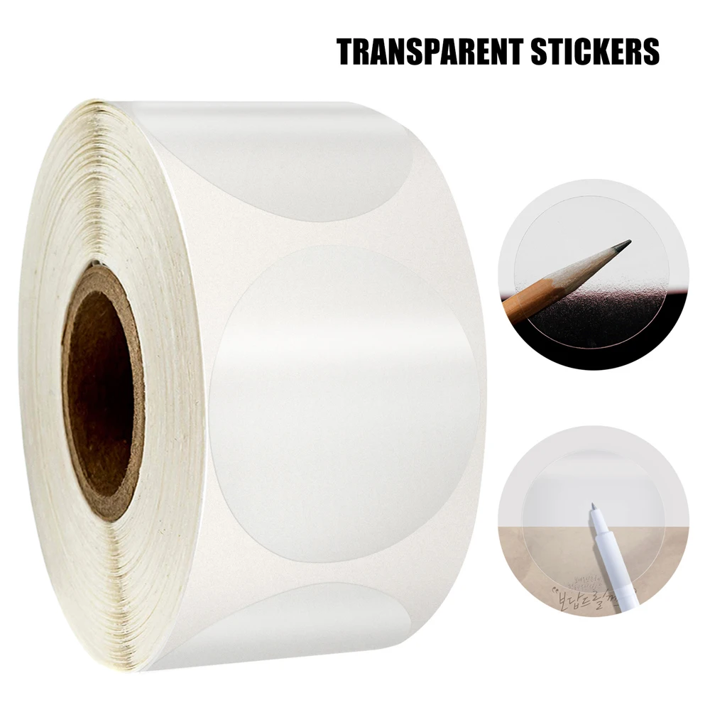 Étiquettes adhésives transparentes en PVC, 1 pouce, 100 à 500 pièces, pour sceller les tible professionnels, fourniture de bureau