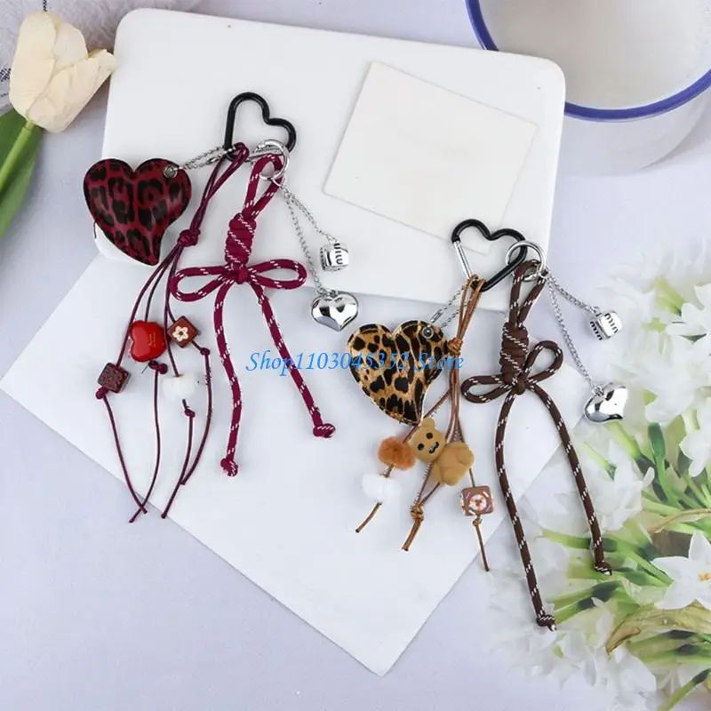

A3PE Stylish Braided Cord Heart Charm Bag Ornament Fashion Bags Accesssories Gift