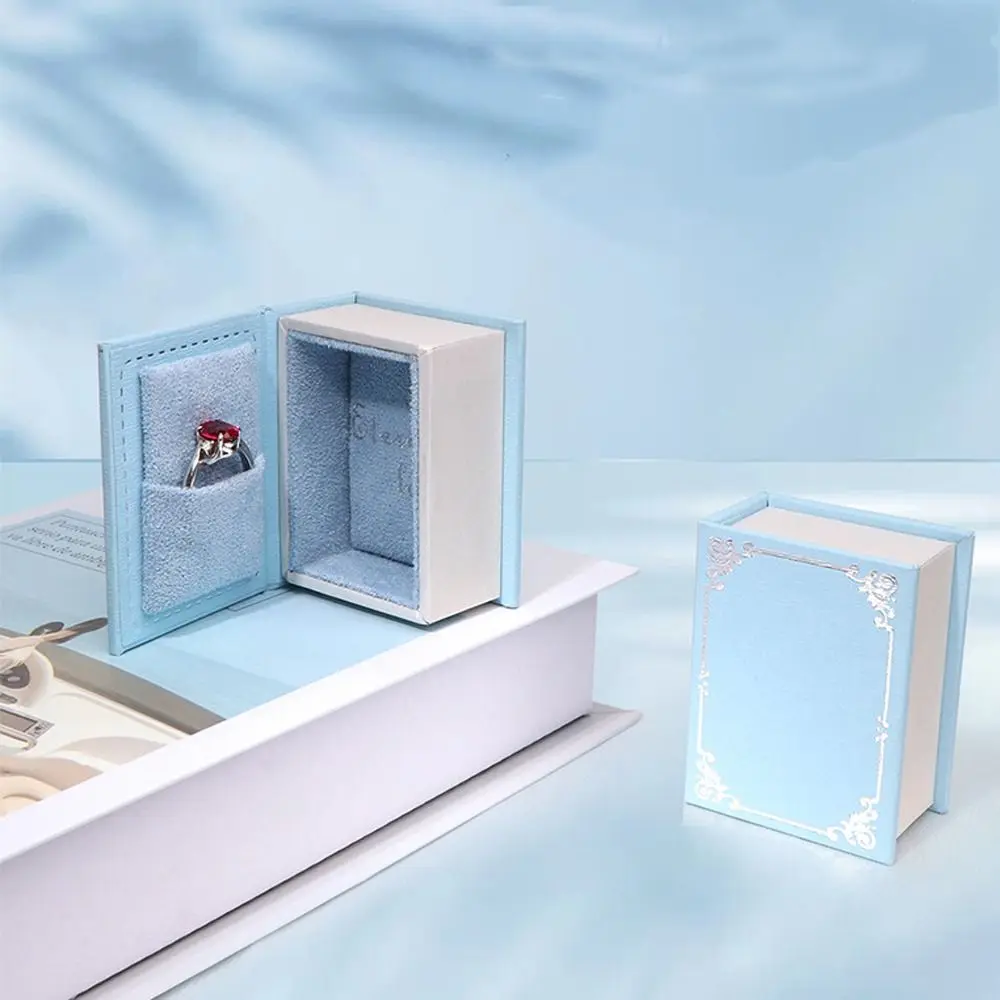 Креативная коробка для колец в форме книги в стиле ретро с замшевой тканевой подкладкой, держатель для колец с откидной крышкой, коробка для хранения ювелирных изделий, подарков
