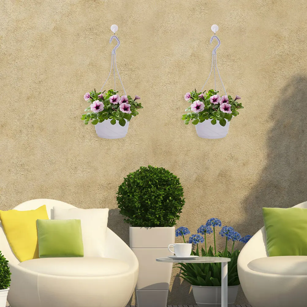 

Plastic Hanging Flower Pot 8 Sets Decorative Planter for Balcony Chlorophytum Modern Smooth Edge Plant Container Garden Supplies