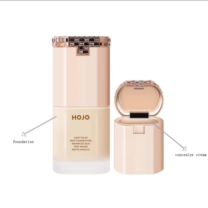 HOJO 2 in 1 Base Face Liquid mist Foundation Cream Full Coverage Concealer Oil-control Soft Makeup Foundation private label