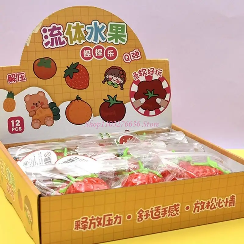 R6FD Strawberry Squeeze Toy Stress Ball Flexible Stretchy Flour Ball Fruit Props For All Age Tension Reduce Emotion Support