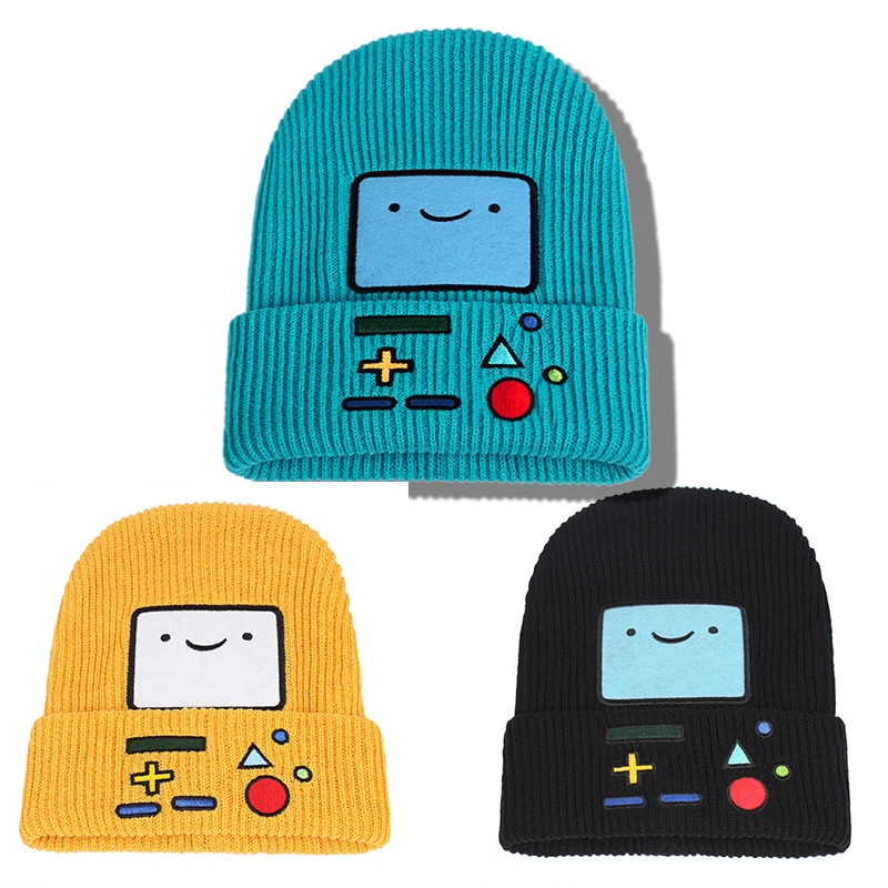 New Men's Fashion Adventure Time Embroidery Knitted Hat Winter Warm Outdoor Sports Hat Soft Beanie Hat For Men Women Casual Wool