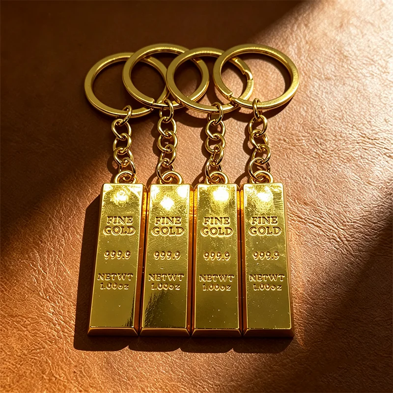 4Pcs 999.9 Imitation Gold Bar Keychain Bullion Wealth Lucky Charm
