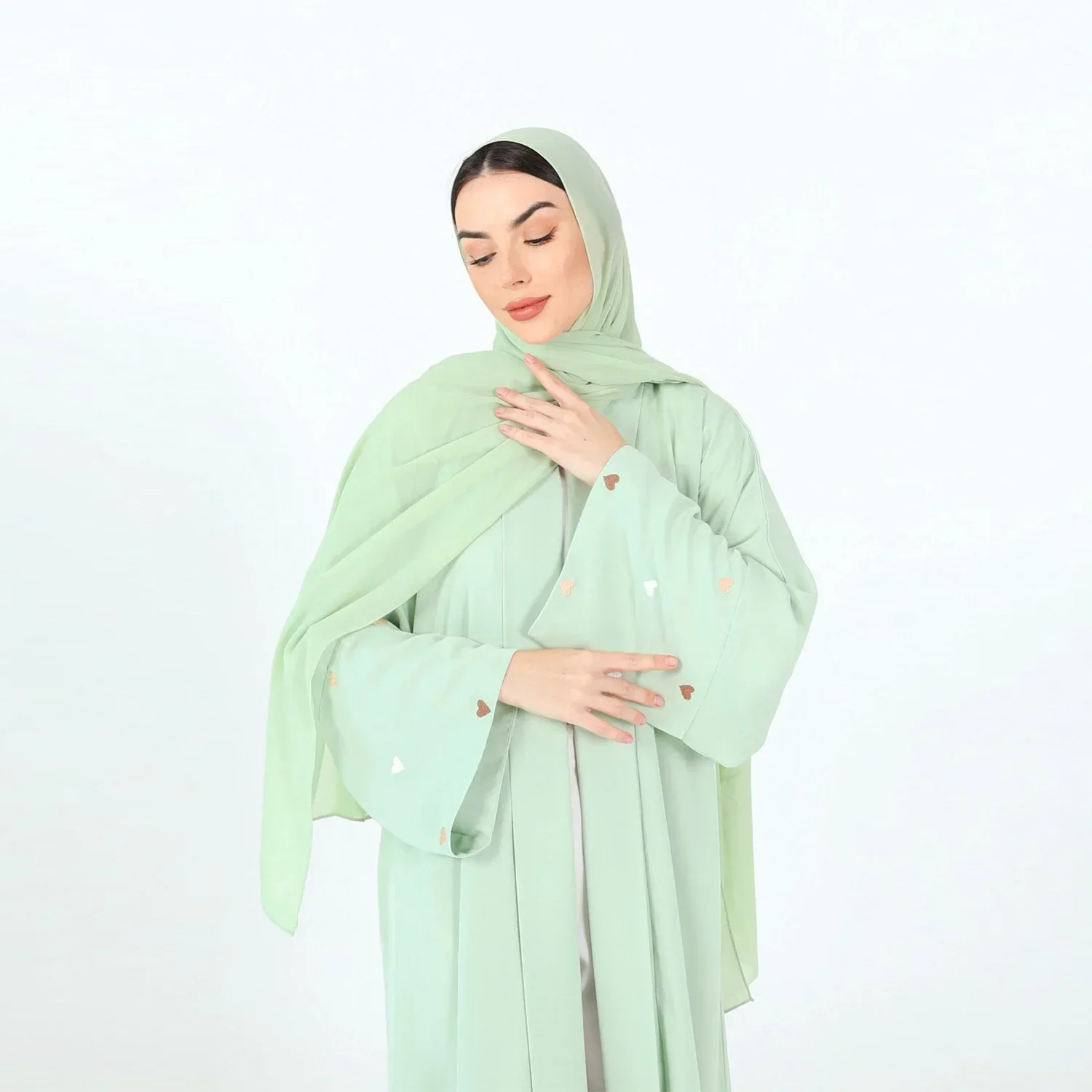 

Dubai Love Embroidery Abayas for Women Muslim Dress Turkey Kimono Cardigan Islamic Clothing Kaftan Marocain Femme Kebaya Casual
