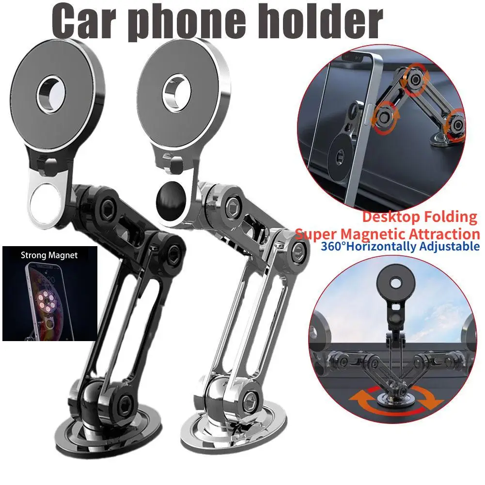 

Foldable Universal 720 Rotate Metal Magnetic Car Phone Holder Mobile Phone Stand Air Vent Magnet Mount GPS Support For Car