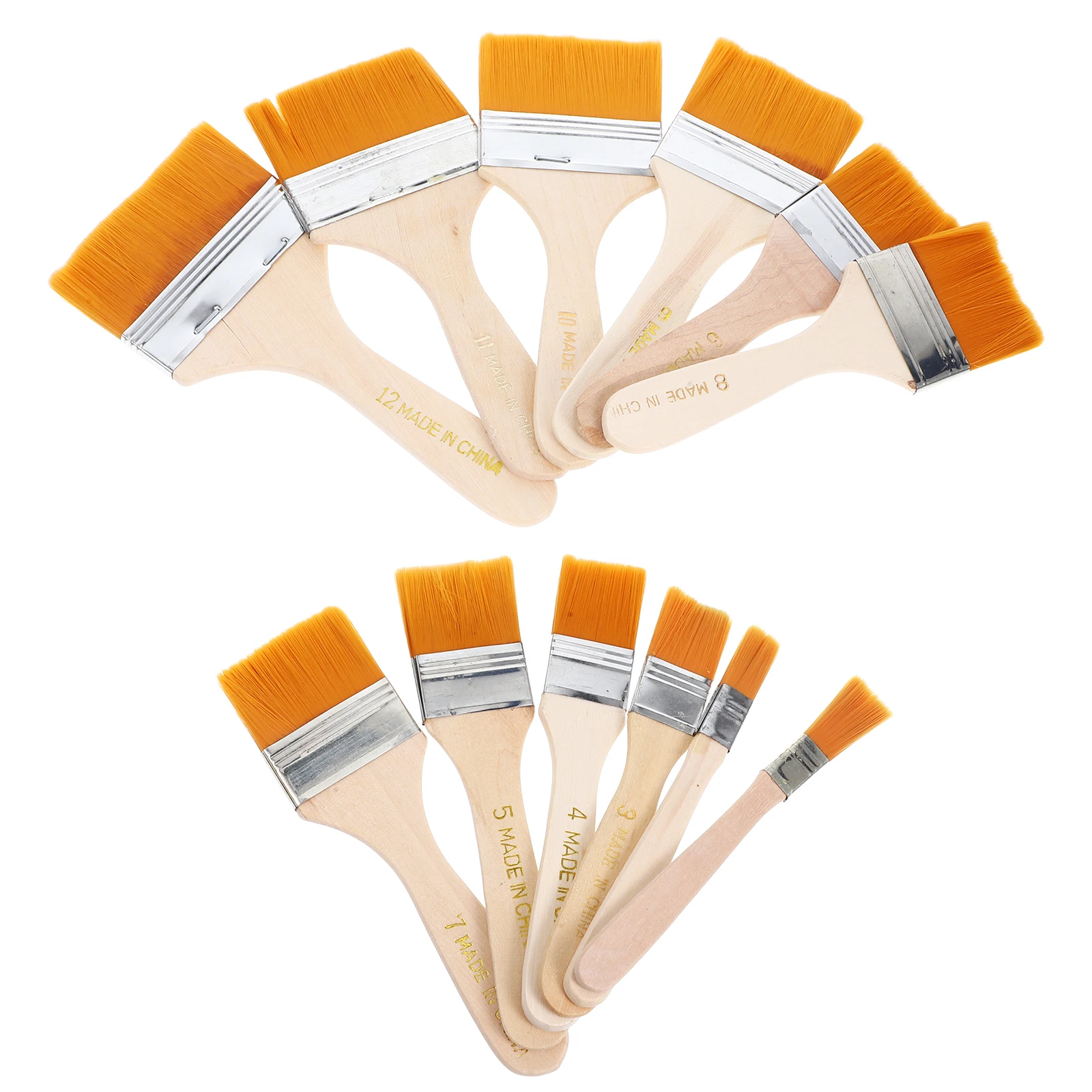 

12pcs Brushes Set Premium Wood Oil Painting Brush Handle Nylon Hair Flat Oil Acrylic Graffiti Brush Wall Scrubbing Storage