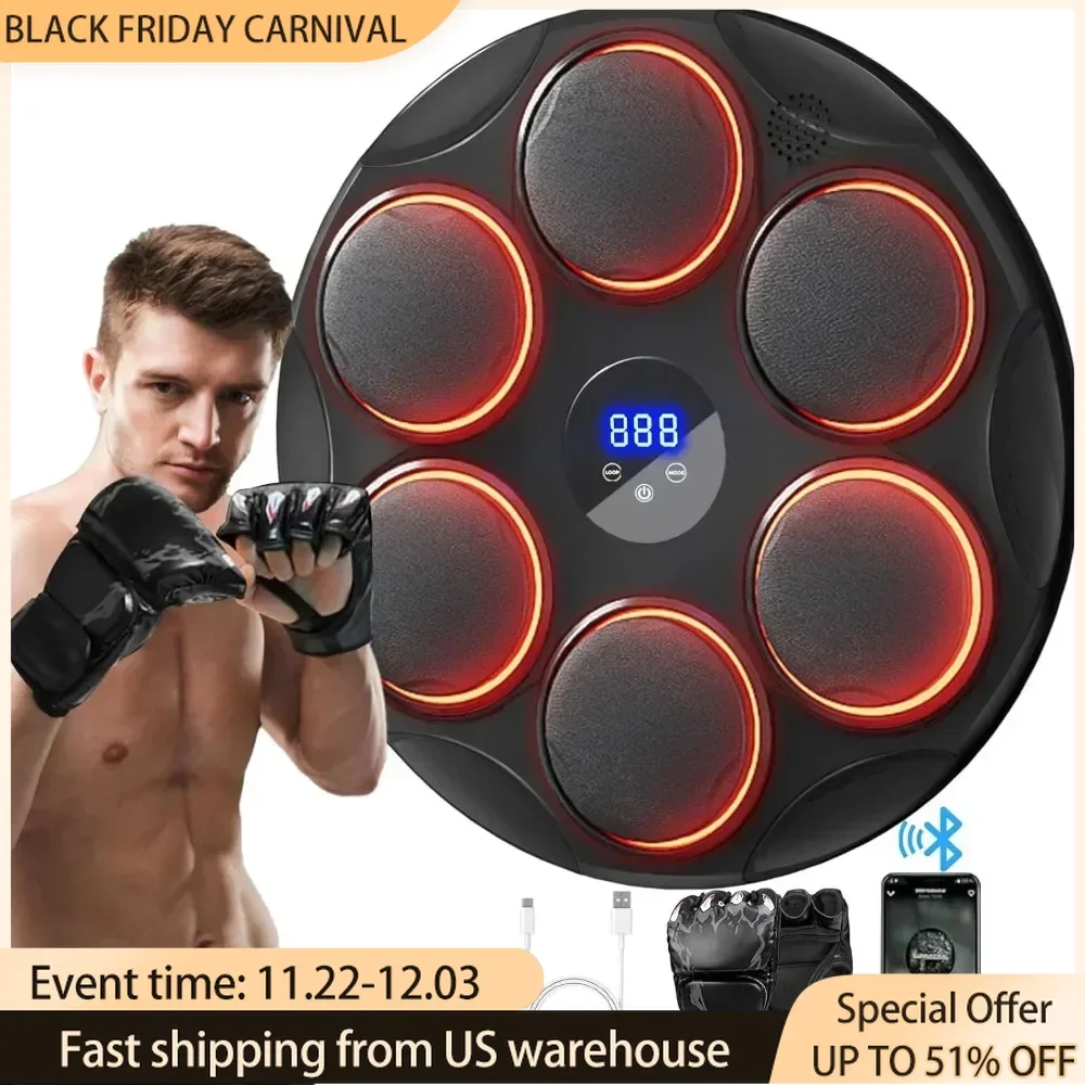 Music Boxing Machine, Boxing Equipment with Boxings Gloves, Boxing Machine Wall Mounted Music Bluetooth Trainer Punching Workout