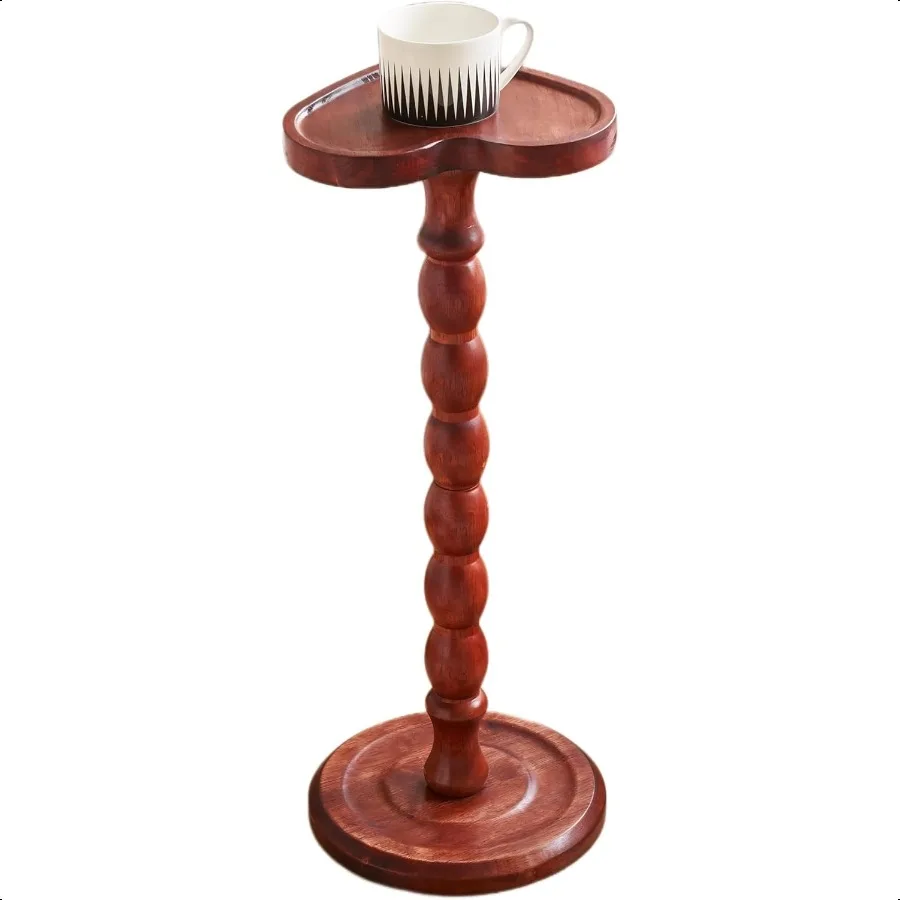 

24 Tall Solid Wood Round Side Table Coffee Table Plant Stand 2in1 with NonSlip Pads Farmhouse Living Room Patio Use Red