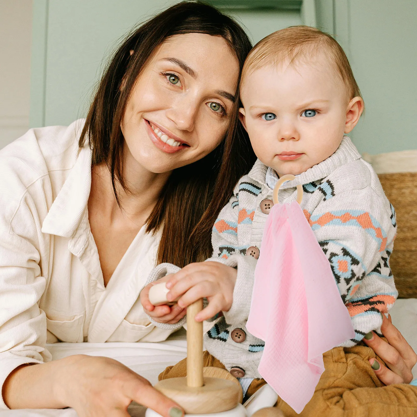 

Children Drool Towel Highly Absorbent Soothing Towel for Babies Small Security Blanket Sensory Stimulation Comfort Blanket