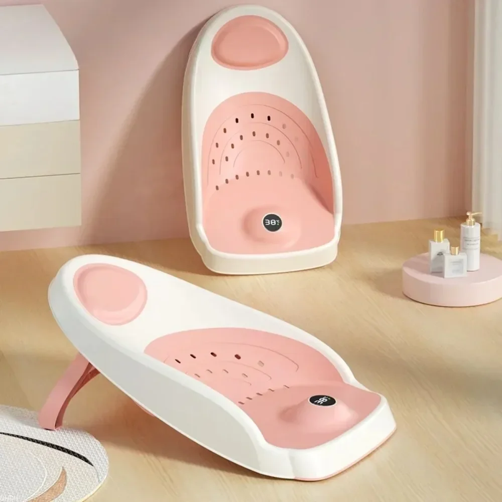 Baby Bather Baby Bath Support for Bathtub Infant Bathtub Shower Seat with Drain Holes & Temperature Sensing for Newborn Babies