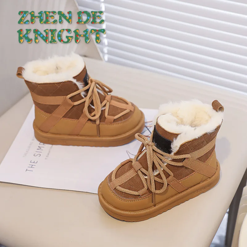 

Stylish Kids Snow Boots 2025 New Autumn Winter Boys Girls Fleece Lined Warm Bread Shoes Soft Sole Children's Cotton Boots