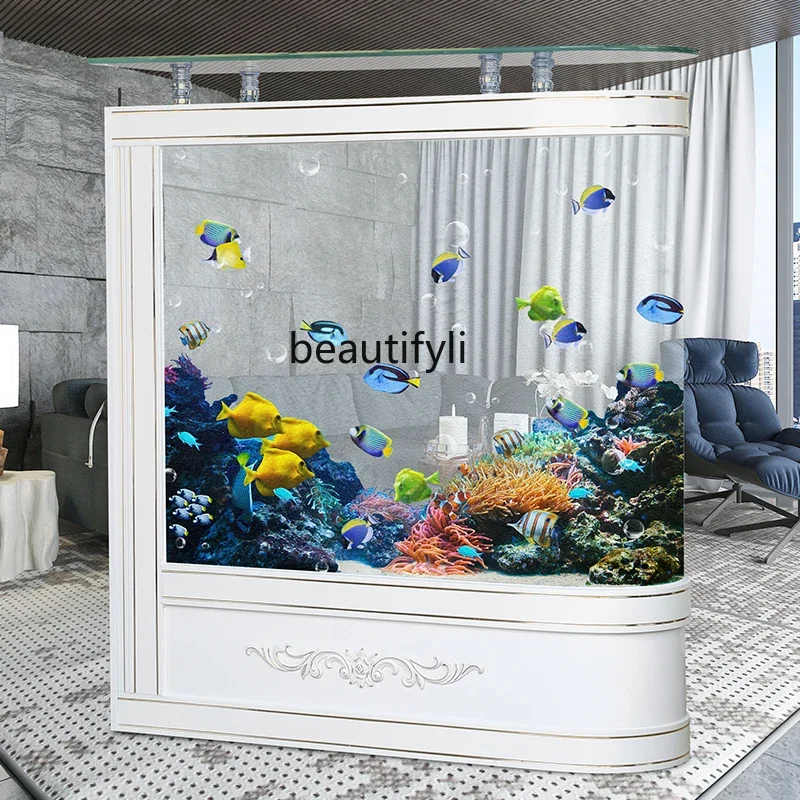 

xx1Floor Fish Tank Aquarium Living Room Screen Chinese Style Entrance Ecological Side Filter Household Large