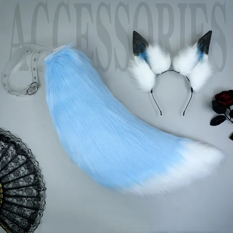 Plush Jackal Wolf Ears Cosplay Lolita Headband Furry Fox Beast Cat Tail Headwear Props Hand-made Animal Ear Kawaii Accessories