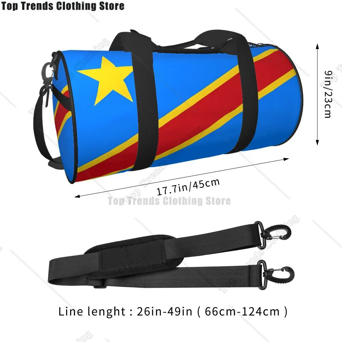 Democratic Republic Of Congo Flag Sport Bags Cool Gym Accessories Gym Bag Oxford Men Design Handbag Swimming Funny Fitness Bag