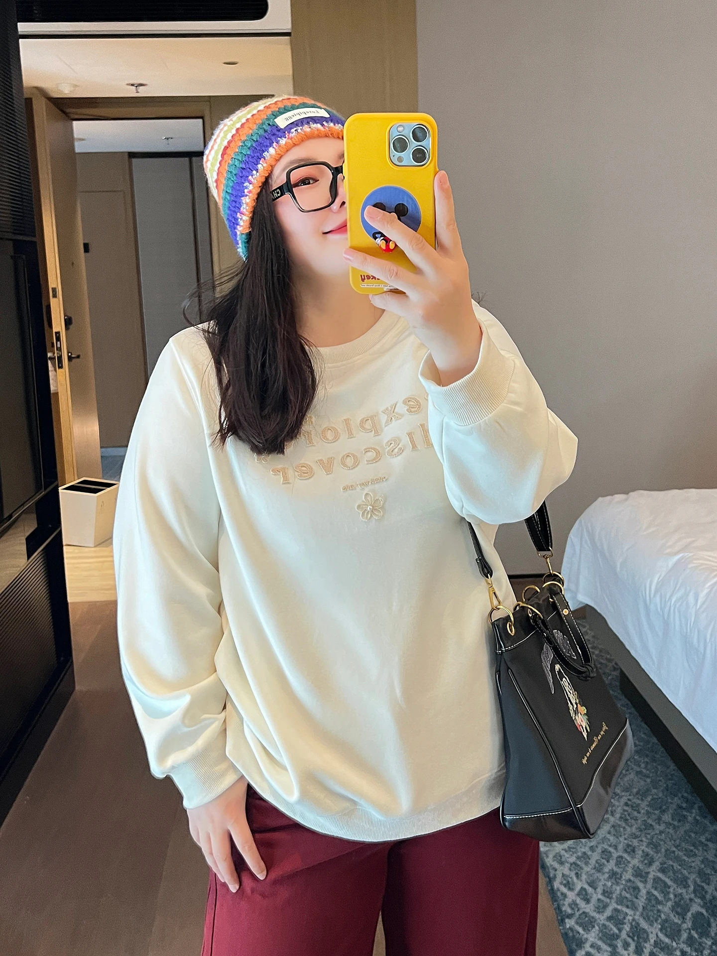 

Свободный крой Long Sve round Ne Толстовка Повседневная одежда больших размеров Женская внутренняя одежда Топ Модный плюс размер Faion Корейский сле