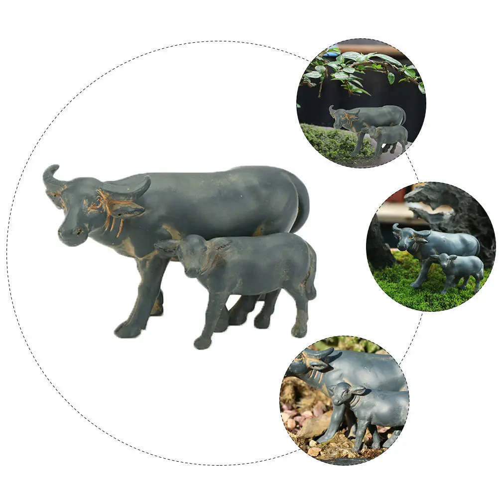 

1Pcs Resin Buffalo Ornament Micro Landscape Decor Miniature Garden Statue Outdoor Indoor Table Flower Pot Decoration