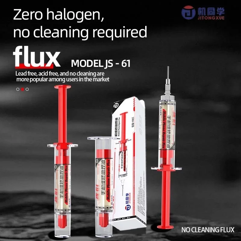 JTX JS-61 أداة لحام عالية الأداء خالية من الهالوجين بدون نظيفة مع رأس إبرة لإصلاح الهاتف المحمول خالية من البقايا