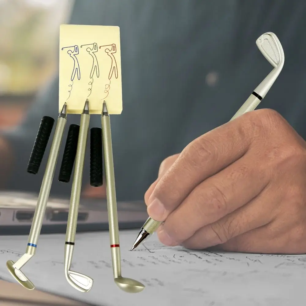 1 set Golfer Pennen Mini Desktop Golf Decoratie Decoratie Nieuwigheid Golfbal Potlood Houder 3 Kleuren Anti Slip Basis Golf Pen Set