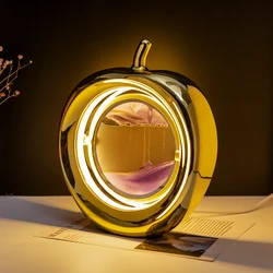 AC110V 220V Golden  Shape 360 Degree Rotatable LED Table Lamp Moving Sand Art Quicksand Customize Picture Round 3D Lampe