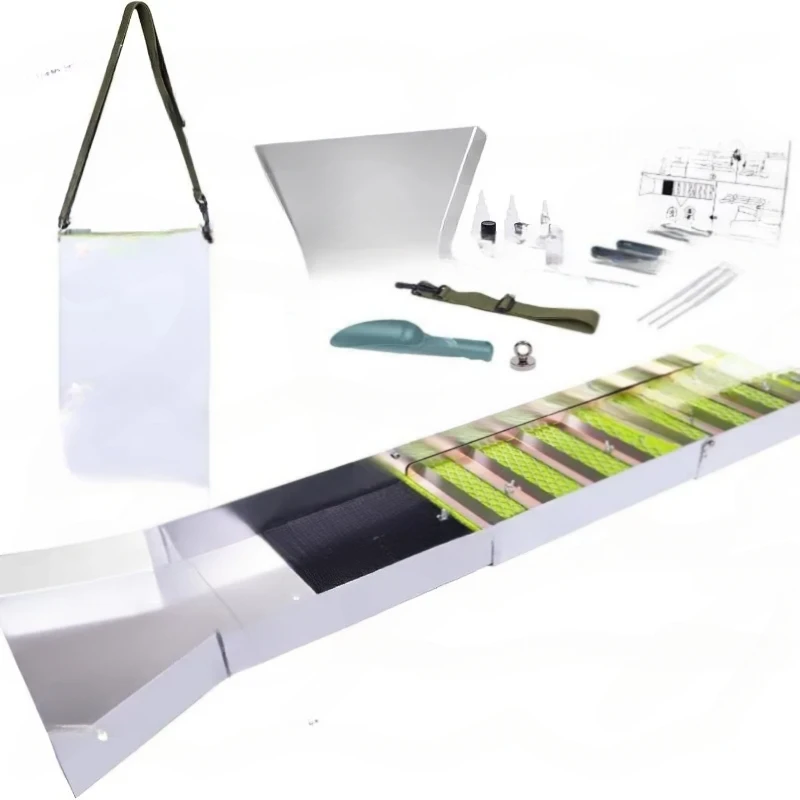 

Compact Aluminum Alloy Sluice Box With Miner'S Moss For Gold Panning Prospecting In River Creek Dredging